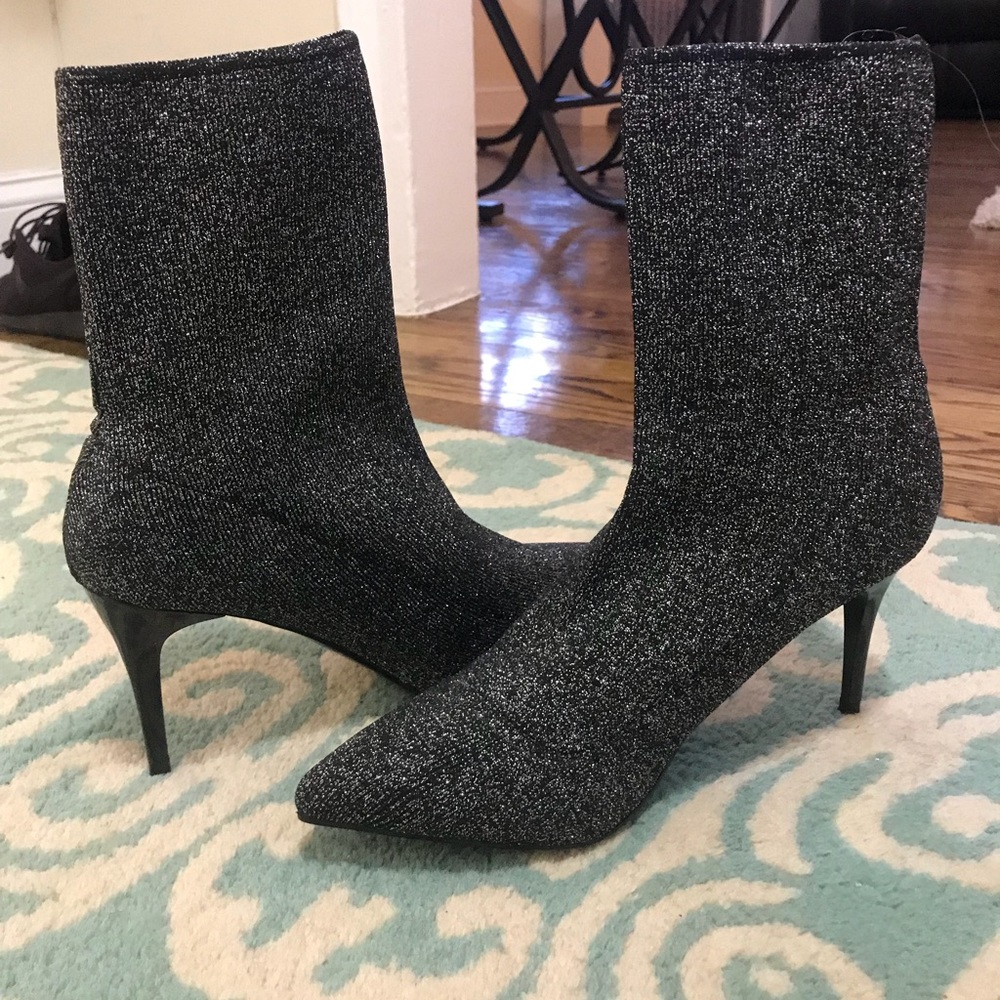 Missguided Black Sparkle Ankle Boots